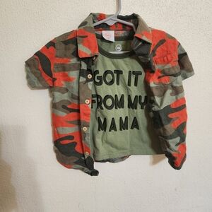 Camouflage Kids Shirt - Green and Orange